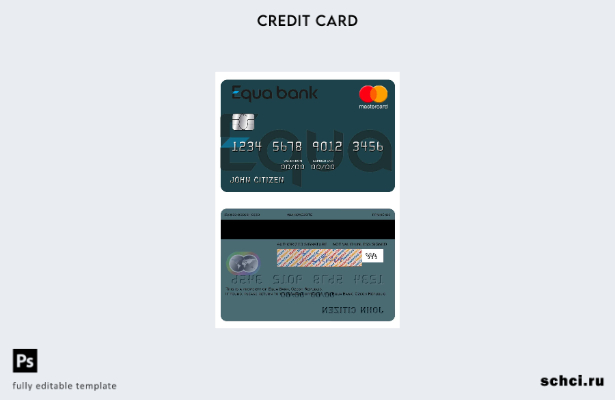 цифровая загрузка шаблона чешской карты Mastercard Equa Bank